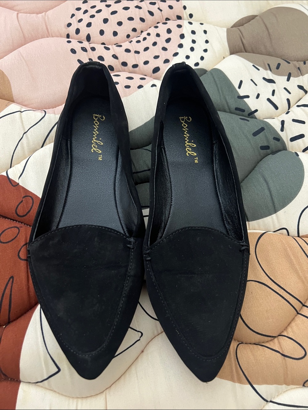 Bonnibel Black Pointed-Toe Slip-On Flats